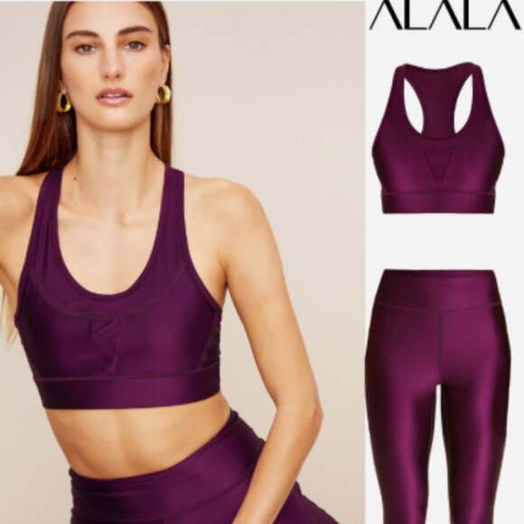 NEW Alala Deep Purple Leggings and Sports Bra Set - Picture 1 of 4
